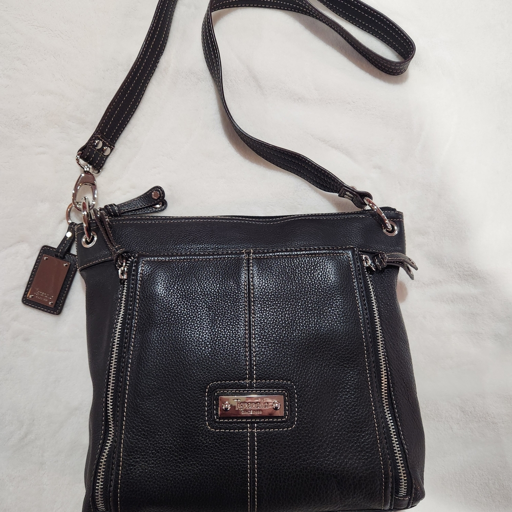 Tignanello Black Leather Crossbody Bag